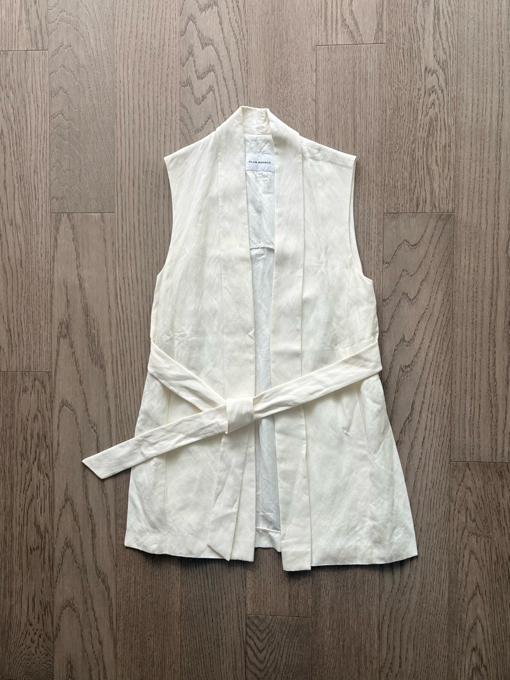 Club Monaco Cream White Open-Front Vest
